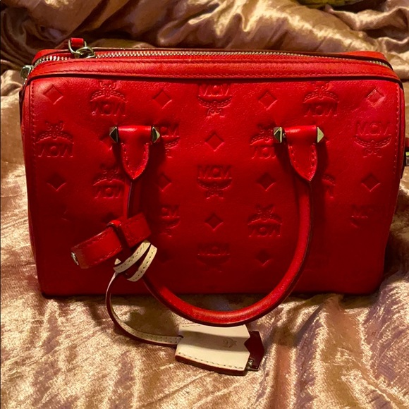 MCM Red Mini Tote (Authentic) - Picture 1 of 3
